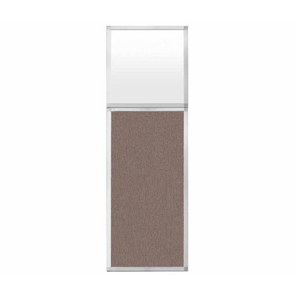 Hush Panel Configurable Cubicle Partition 2' x 6' W/ Window Latte Fabric Frosted Window